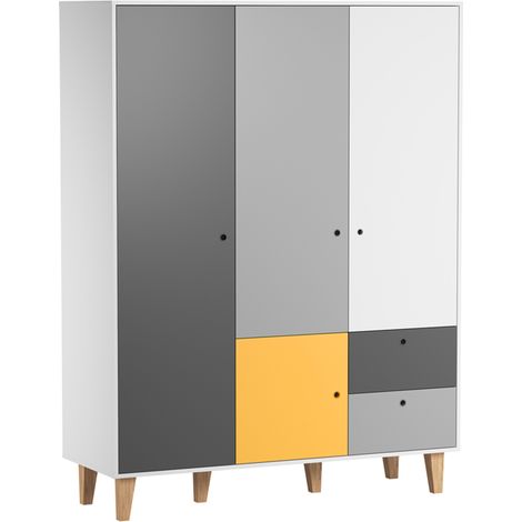 Schrank mit 3 Türen, gelb, 201.5cm