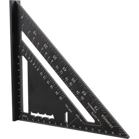 Equerre Menuisier Multifonctions 7 pouces,Triangle Métal Aluminium Règle Équerre Trusquin Guide Raporteur Angle 45 90 Degres/Outillage Charpentier/Outil Traçage Guidage Menuiserie Bois(métriqu