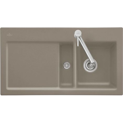 Lavello incasso SUBWAY 50 FLAT 880 x 475 mm, vasca a destra azionamento eccentrico in legno VILLEROY & BOCH