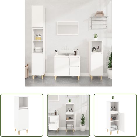 Holzschrank - Badschrank Weiß 30x30x100 cm Holzwerkstoff (1/5)