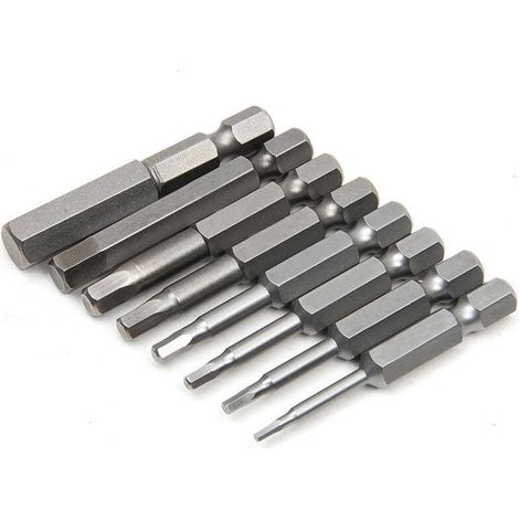 Stück magnetischer Schraubendreher mit Sechskantschaft, magnetische Schraubendreher-Bits, S2-Stahl, Triwing-Schraubendreher, 1,5/2/2,5/3//4/5/6/8 Inbus-Bit, elektrischer Schraubendreher für elektrisch (1/4)