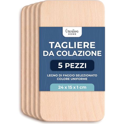 Creative Home Tagliere in Legno di Faggio, Set 5 Pezzi 24 x 15 cm
Spessore 1 cm, reversibili, per pane, carne, verdure e formaggi, per colazione, aperitivi e servizio (1/5)