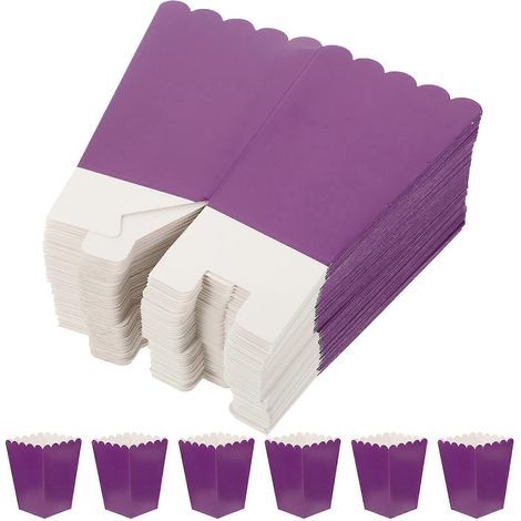 50 boîtes à popcorn en papier, récipients simples et résistants à la graisse-10.7x7.5cm-Purple (1/3)