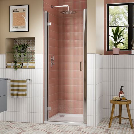 Lucie Chrome Hinged Shower Door 900mm Wide - 8mm Glass (1/4)