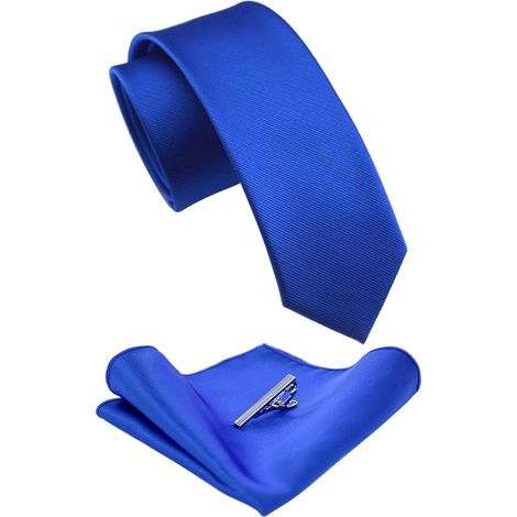 Herrenkrawatten-Set 6 cm – 3-teilig – Elegantes Polyester – Mit Clip und Einstecktuch – Büro, Hochzeit, Abend – 147 x 6 cm (1/4)