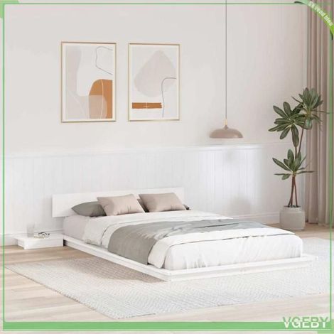 Cadre de lit - ABI - Blanc - 120 x 190 cm - Bois - 2 places (1/5)