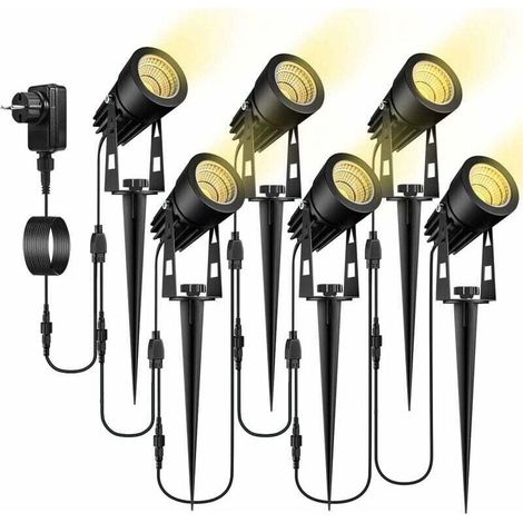 6er-Set Gartenleuchten mit Erdspießen – IP65 wasserdichte LED-Flutlichter – Warmweiß (1/4)