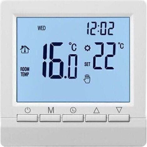 Thermostat de chauffage électrique, bouton manuel 16A, indicateur négatif, caractères blancs sur fond noir, sans Wi-Fi (1/4)