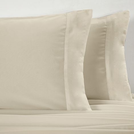 Ensemble de draps doux, couvre-lit à poches profondes, literie de haute qualité, beige, taille double, 4 pièces (1/5)