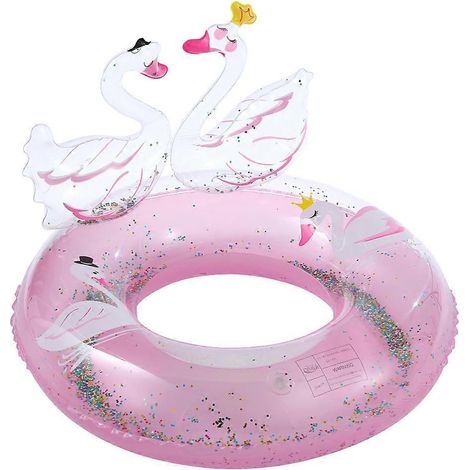 Bouée gonflable en forme de cygne avec paillettes, pour enfants, à utiliser dans les piscines pendant l'été un accessoire flottant conçu pour les jeux d'eau récréatifs.-AquaForge (1/5)