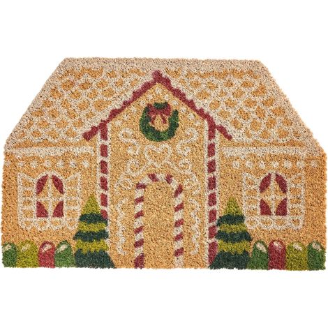 Fußmatte SELATNA Naturfarben 45 x 75 cm Weihnachtsmotiv Kokosfasern