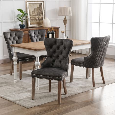 Set di 4 sedie da pranzo in velluto 53,5x64x95 cm, sedia da cucina, grigio (1/5)