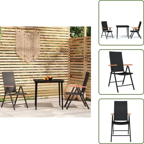 Arredamento da esterno - vidaXL Set Mobili da Pranzo per Giardino 3 pz Nero - Tavolo in vetro
