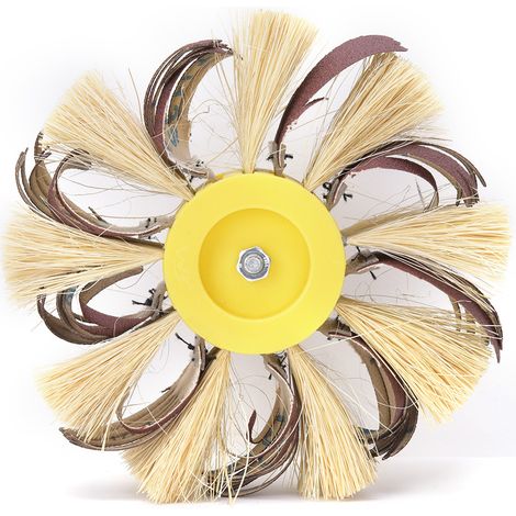 Ortviai Roue de polissage en fibre de sisal et tissu abrasif 120 pour perceuse électrique – Ø6 mm (1/5)