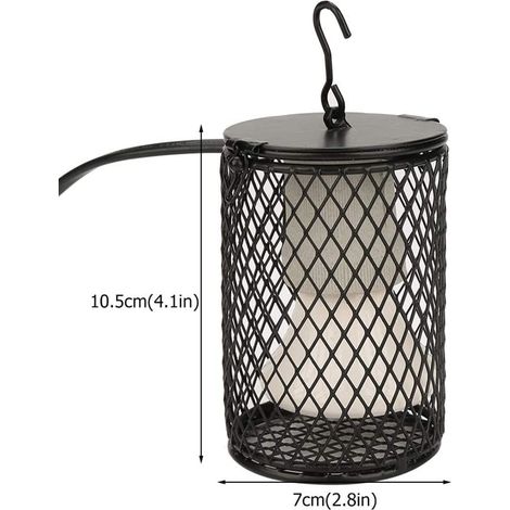 Lampe chauffante pour reptiles avec protection, lampe chauffante pour animaux de compagnie (tortues, serpents, lézards, grenouilles, poussins) avec interrupteur et crochet de suspension anti-morsure ( (1/5)