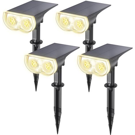 Spot Solaire Exterieur 800lm, Lampe Solaire à Détecteur de Lumière, 3000K Blanc Chaud, 22 LED, 3 Mode d'Eclairage, Étanche IP65, Lampe Solaire de Jardin, Cour, Lot de 4 (1/5)