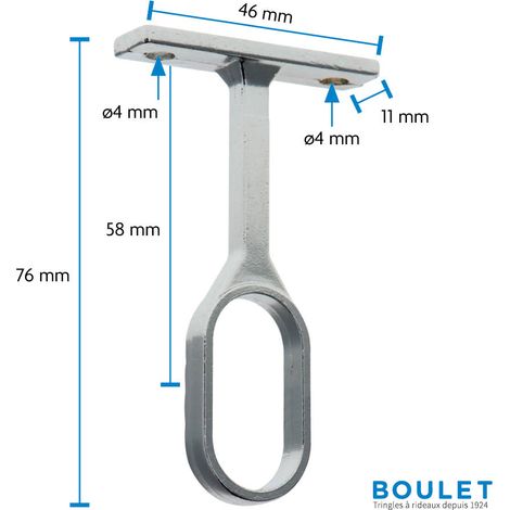 Support pour Barre de penderie Ovale en Acier Chromé Ø30x15mm - Boulet