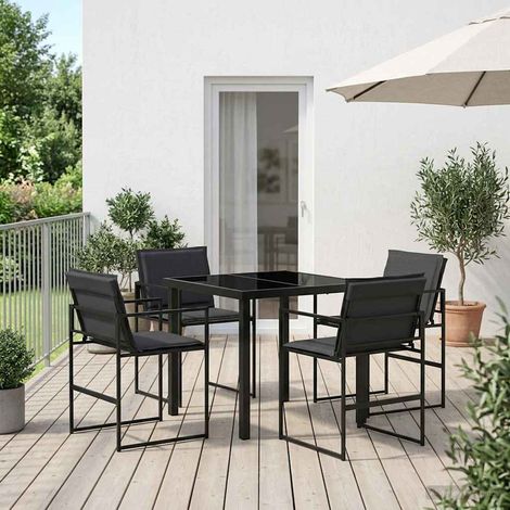 Teenpull – Garten Essgruppe 5 pcs Schwarz und Dunkelgrau 80 x 80 x 73 cm (1/5)
