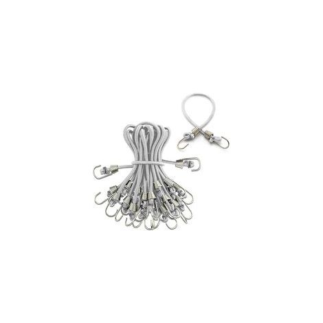 Lot de 10 mini tendeurs élastiques blancs avec crochets en métal pour vélos, porte-câbles, tentes, chariots, etc (1/5)