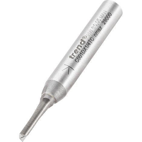Trend CraftPro C001DX1/4TC - Fresa a due scanalature, gambo da 1/4", diametro di taglio 3 mm e lunghezza di taglio 11 mm, punta in carburo di tungsteno
