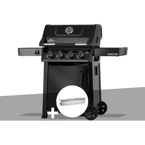 Barbecue gaz Freestyle 425 noir 4 brûleurs avec porte et brûleurs inox + Boitier pour fumage - Napoléon