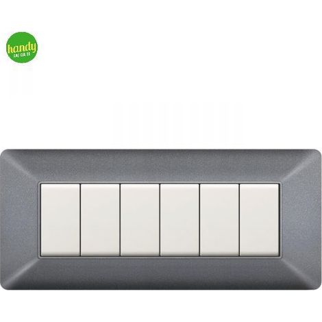 Placca da 6 moduli Easy Elettrocanali in plastica grigio chiaro