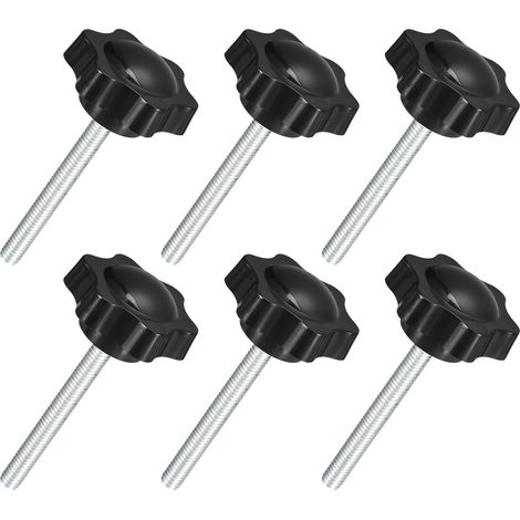 6Pcs Boutons Étoile M6 x 50mm, Bouton de Serrage Hexagonal en Plastique à Visser à la Main pour le Remplacement du Pied de Parasol (1/5)