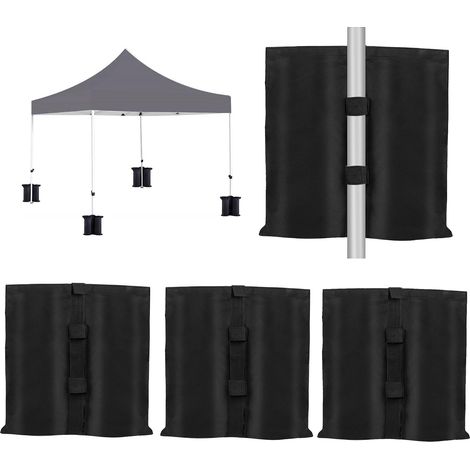 Poids pour Tonnelle, Sacs de Sable en Tissu Imperméable Oxford pour Lestage de Tonnelle, Sandbags pour Remplir Les Tentes, Les Pavillons et Le Parasol Pliable de Jardin, 4 Pièces, Noire (44  41 cm) (1/5)