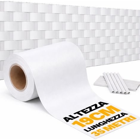 Frangivista in PVC Bianco 19cmx35M Telo Oscurante 450gr/mq Anti Uv da Esterno (1/4)