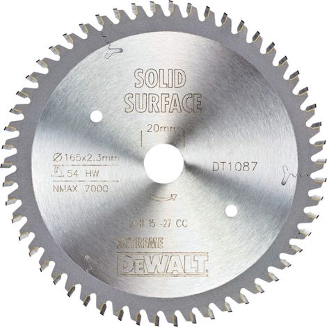 Scie circulaire manuelle à lame circulaire DEWALT 165/20 mm 54TFZ DT1087-QZ (1/2)