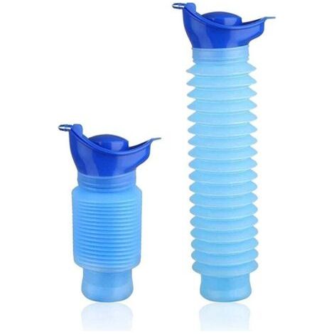 Urinoir rétractable portable unisexe – Conception pliable 18/34cm – Idéal pour voyages et camping – Bouteille d'urinoir réutilisable bleue