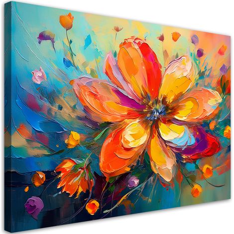 Tableau déco Fleurs colorées Abstraction 60x40 (1/5)