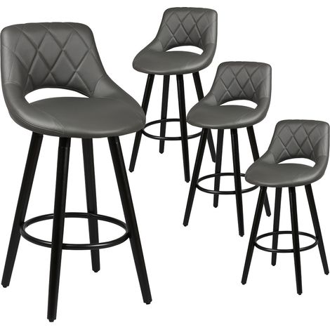 NIELS - Lot de 4 Tabourets Gris et Noirs (1/3)