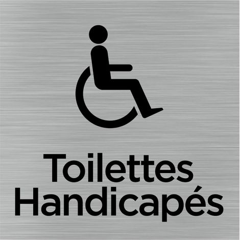 Pictogramme Toilettes Handicapés (Q1050).- Adhésif aspect aluminium brossé - (1/5)