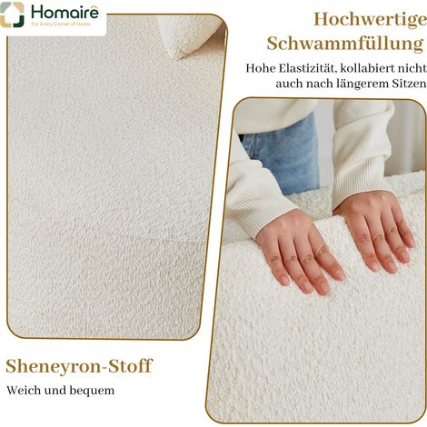 Beiges Samt-Ecksofa 200 x 90 x 85 cm HOMAIRE (1/5)
