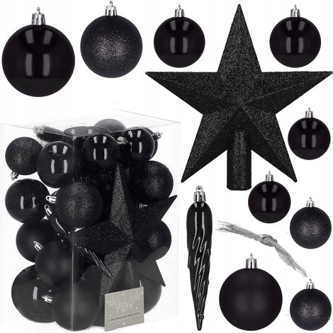 PALLINE PER ALBERO DI NATALE ADDOBBO 33 PZ NATALE 8/6/5 SET INDESTRUTTIBILI + STELLA