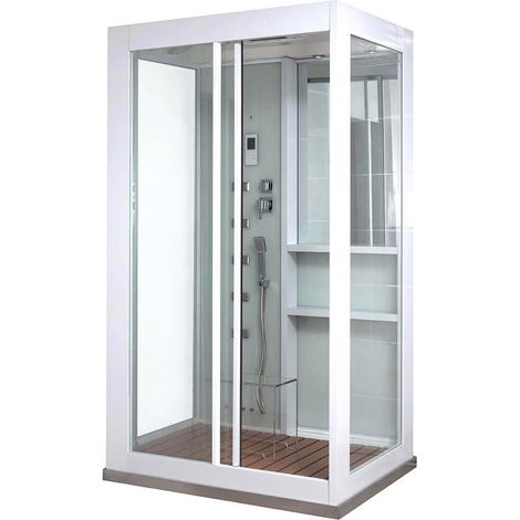 Home Deluxe - Douche à vapeur avec cascade et hammam LUXORY - 120 x 90 cm Blanc (1/5)
