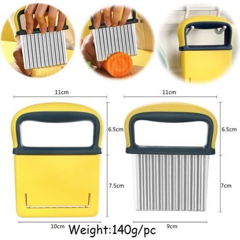 Coupe-Frites,Cutter de Pommes de Terre Manuel,Couteau Lame Ondulée,Couteau de Tranches de Patate,Déchiqueteuse de Pommes de Terre (1/3)