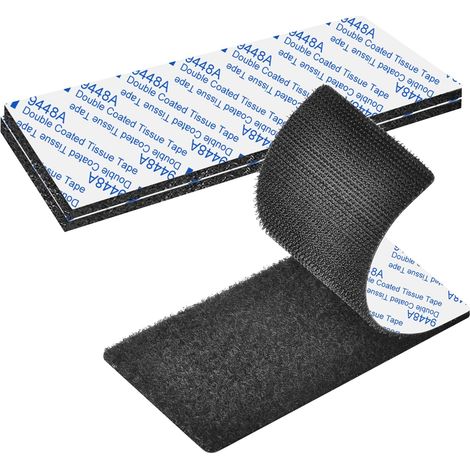 Scratch Autocollant Double Face,2Pcs Ruban Adhésif Double Face Puissant Extra Fort Nylon Bande Scratch Adhésive Noir 20cm×10cm pour La Maison, Le Bureau, Le Garage (1/5)