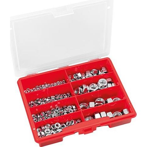 Mallette d’assortiment d’écrous hexagonaux DIN 934, 402 pièces