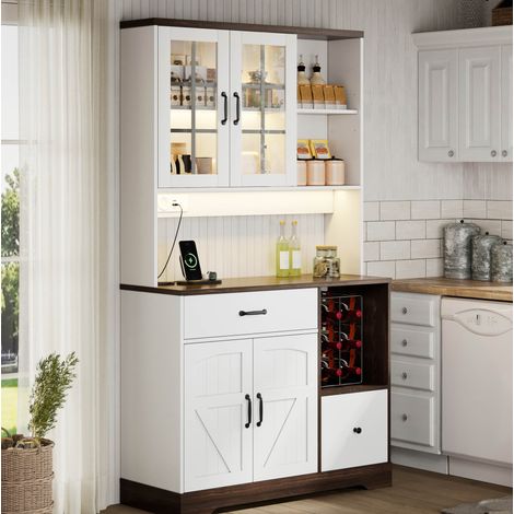 Credenza cucina con LED e prese MDF 185 cm OKMYHOME (1/5)