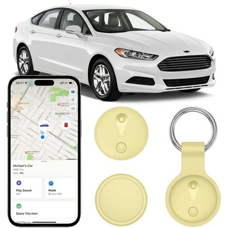 Traceur GPS Voiture, Mini Tracker GPS Voiture Magnétique, Compatible avec iOS et Android, Suivi en Temps Réel Traceur sans Abonnement, Traceur Enfant Caché pour Véhicules, Animaux et Bagages, Jaune (1/5)