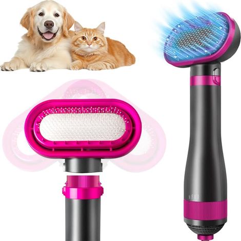 Sèche-Cheveux 2 en 1 pour Animaux avec Brosse,Sèche-Cheveux Portable de Voyage pour Chiens avec Température Réglable pour Chats et Chiens de Petite et Moyenne Taille (1/5)