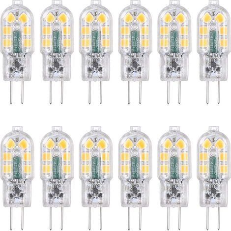 Ampoule LED G4 12 V 2 W Blanc froid 6000 K 6500 K 200 lm compatible halogène 10 W 20 W non dimmable AC DC pour hottes lustres lot de 12 (1/5)