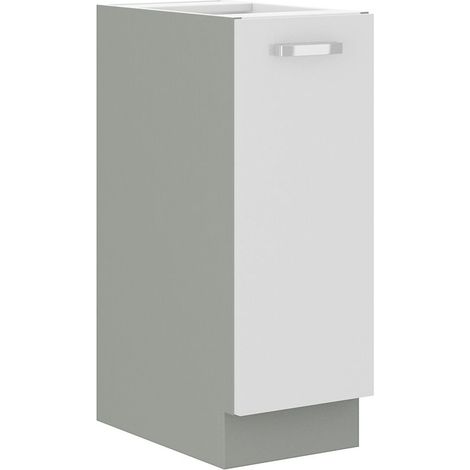 Küche Bianca Weiß Hochglanz Unterschrank 30 cm Schrankauszug Küchenschrank Grau (1/4)