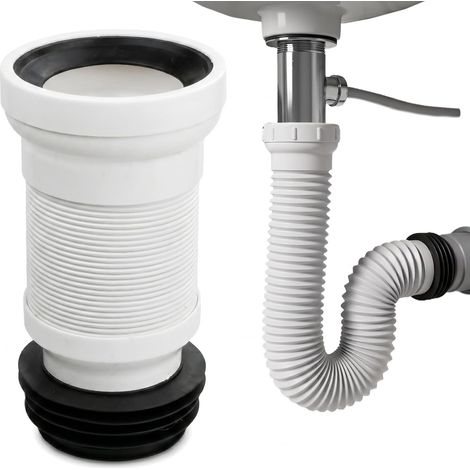 Pipe WC Flexible et Extensible 25-50cm - Raccord Évacuation Toilette Universel Ø 90-110mm - Pipe WC Souple à Mémoire de Forme, Anti-Odeur et Anti-Fuite - Installation Facile sans Outils (Noir) (1/5)