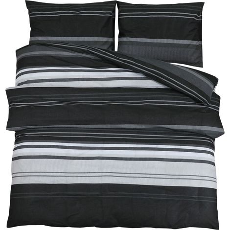 Maison Exclusive - Bettwäsche-Set Schwarz und Weiß 200x220 cm Bau