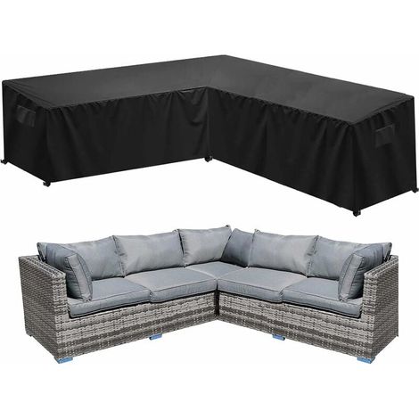 Ecksofa-Überzug für den Garten, 270 x 270 x 87 cm – Wasserdichtes 210D Oxford-Gewebe – UV-beständig – Sichere Befestigung mit Gurten (1/5)