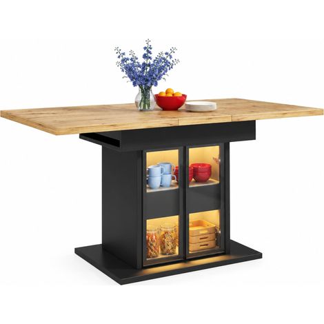 Tavolo da pranzo estensibile 110-140 cm MDF metallo nero con contenitore e LED RGB - CHICFURN (1/5)