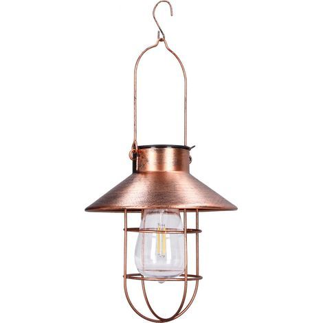 Lampe jardin rétro – lanterne cadre fer décorative LED – pelouse terrasse parasol arbre – extérieur